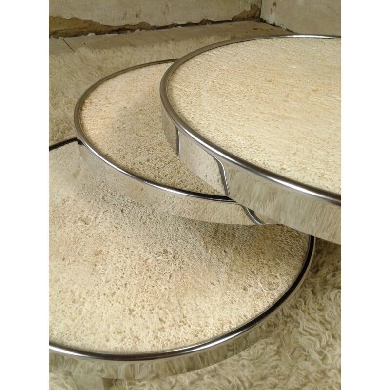 Vintage coffee table in chromed steel and resin