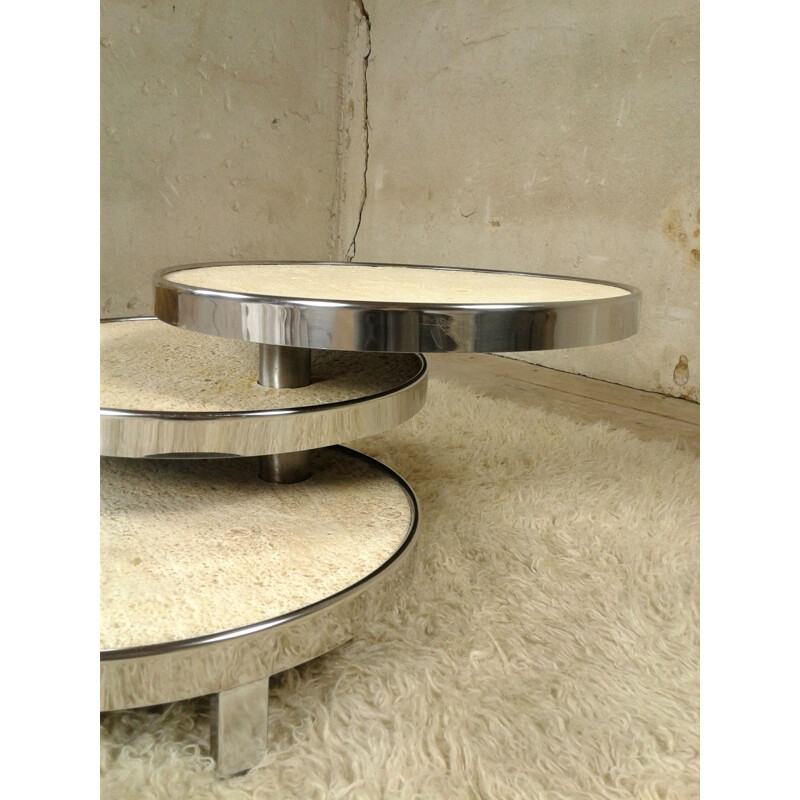 Vintage coffee table in chromed steel and resin