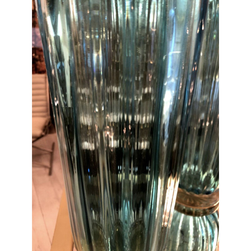 Pair of vintage blue Toso vases in glass of Murano 1980