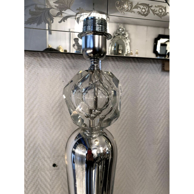 Paire de lampes vintage Toso argentée en verre de Murano