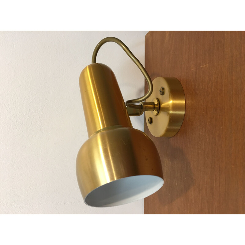 Vintage adjustable golden wall lamp in aluminium 1970
