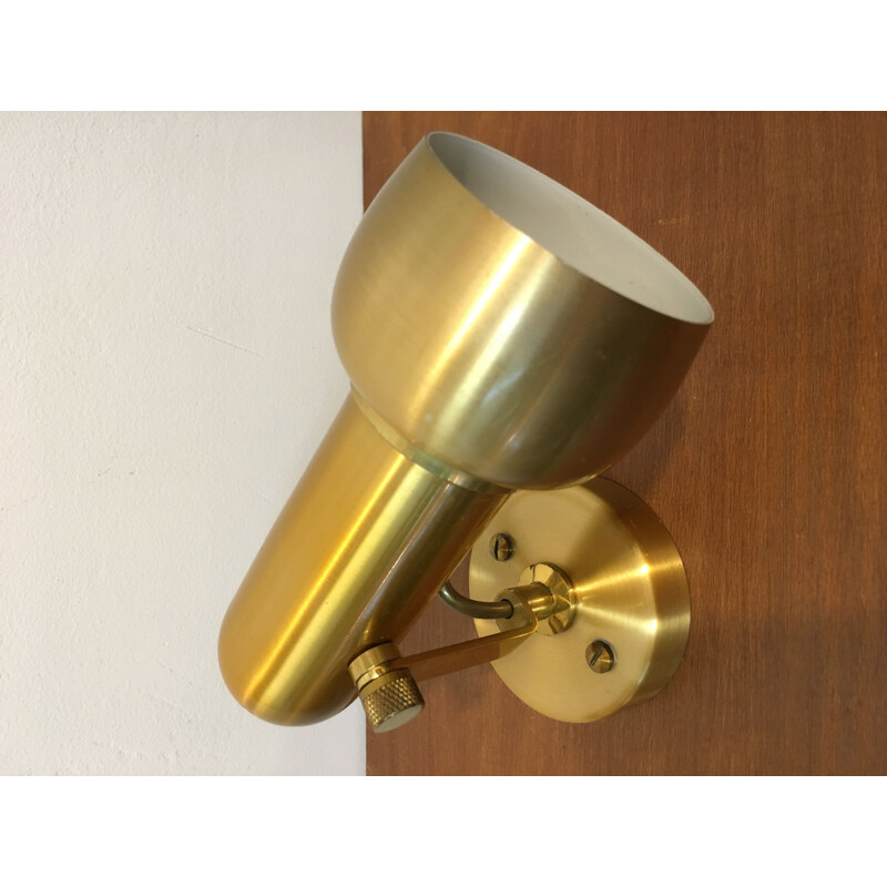 Vintage adjustable golden wall lamp in aluminium 1970