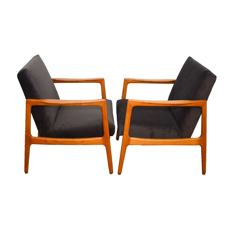 Suite de 2 fauteuils vintage danois en merisier