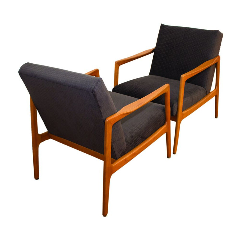 Set of 2 vintage Danish armchairs in cherry wood