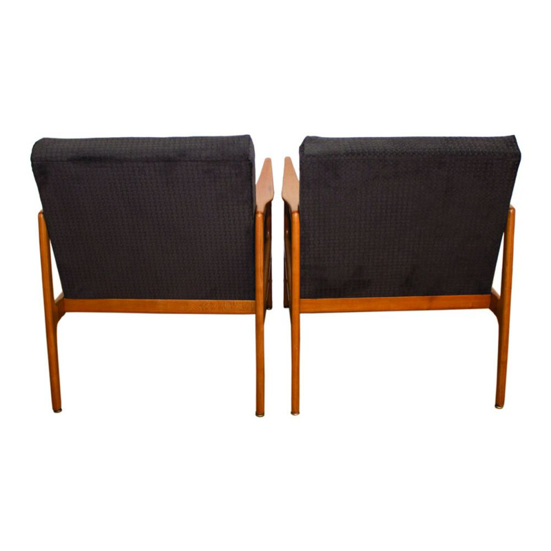 Set of 2 vintage Danish armchairs in cherry wood