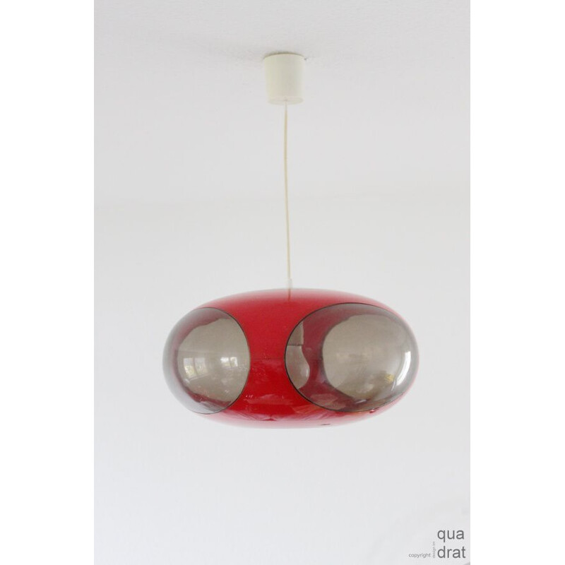 Vintage red pendant lamp "UFO" by Luigi Colani