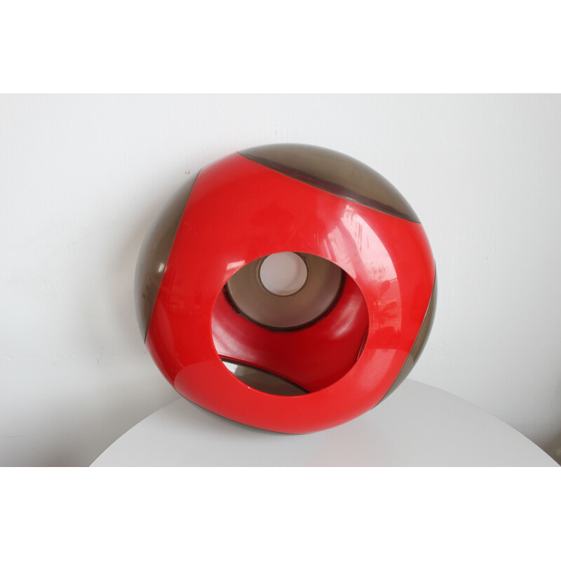 Vintage red pendant lamp "UFO" by Luigi Colani