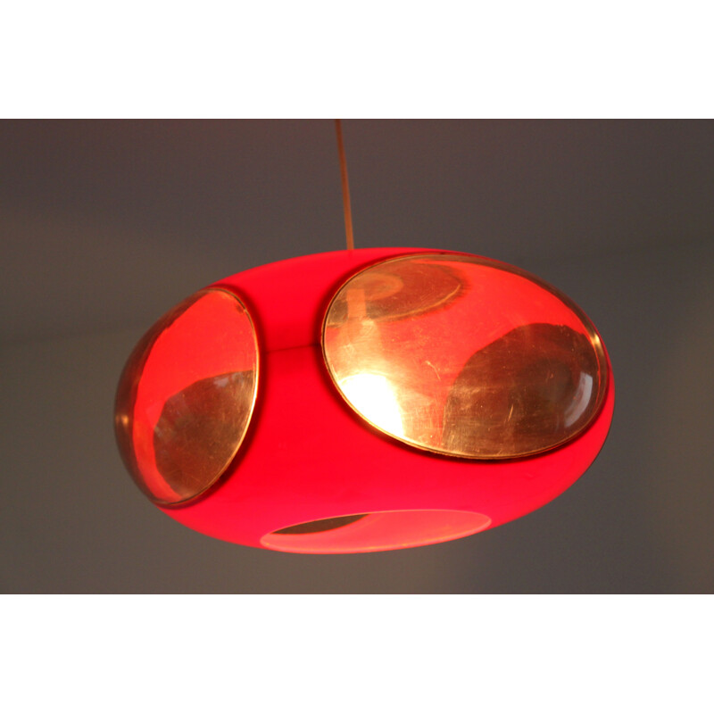 Vintage red pendant lamp "UFO" by Luigi Colani