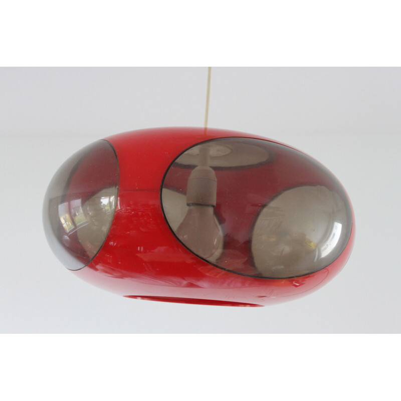 Vintage red pendant lamp "UFO" by Luigi Colani