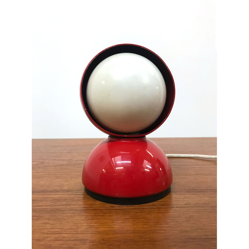 Vintage red table lamp "Eclisse" by Vico Maggistretti