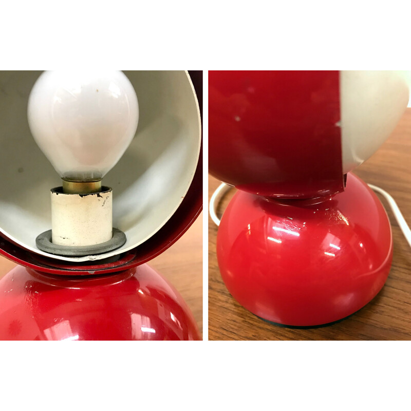 Lampe de table vintage rouge "Eclisse" par Vico Maggistretti