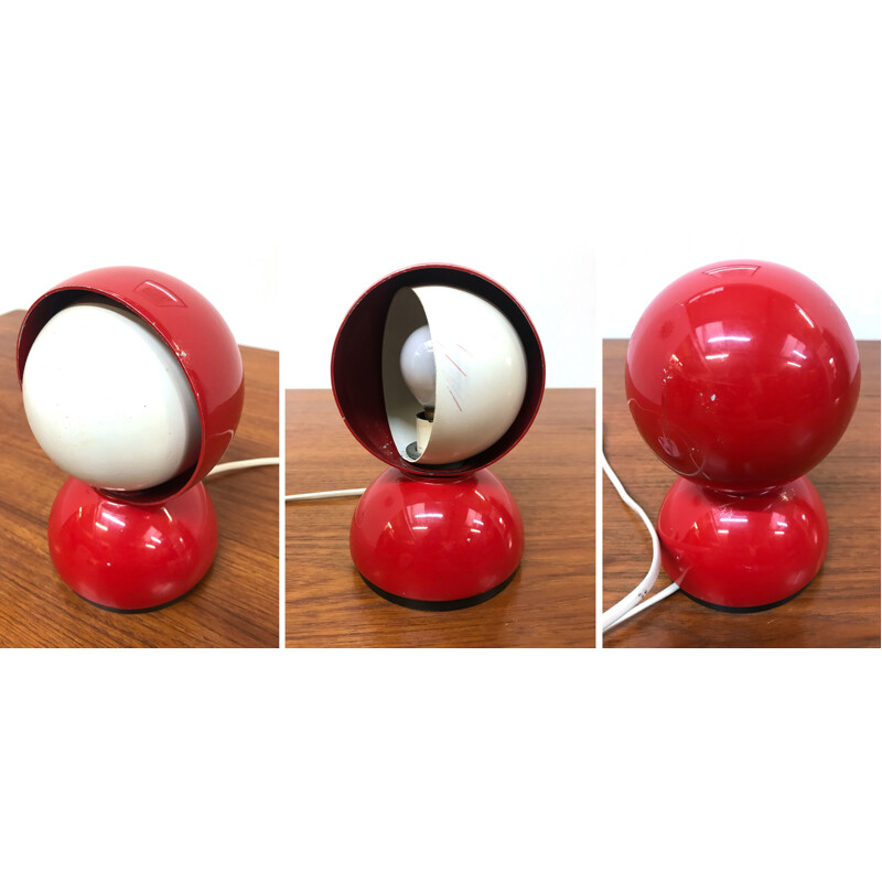 Vintage red table lamp "Eclisse" by Vico Maggistretti