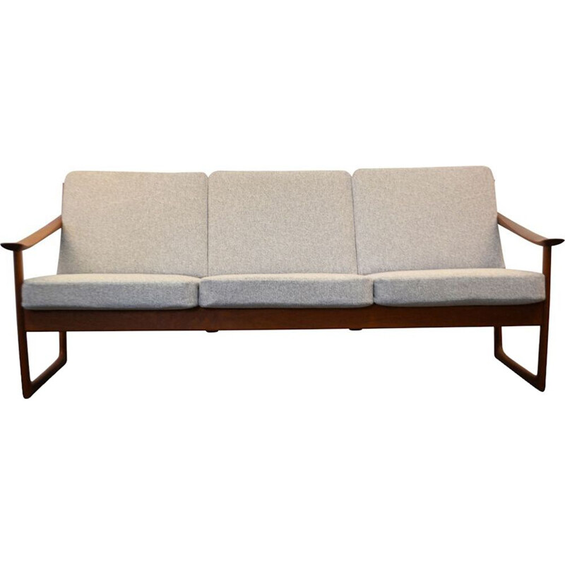 Vintage 3-seater sofa in grey fabric by Peter Hvidt