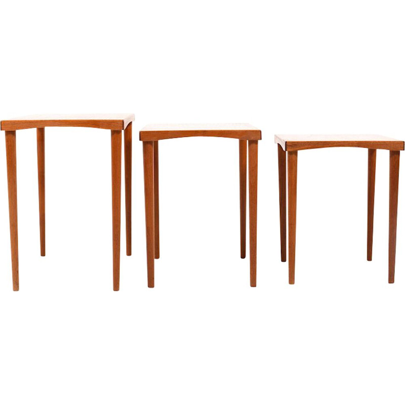 Set of 3 vintage Danish nesting tables in teak