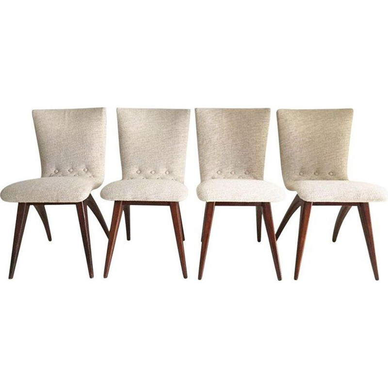 Set of 4 vintage white chairs Model Swing by CJ van Os Culemborg