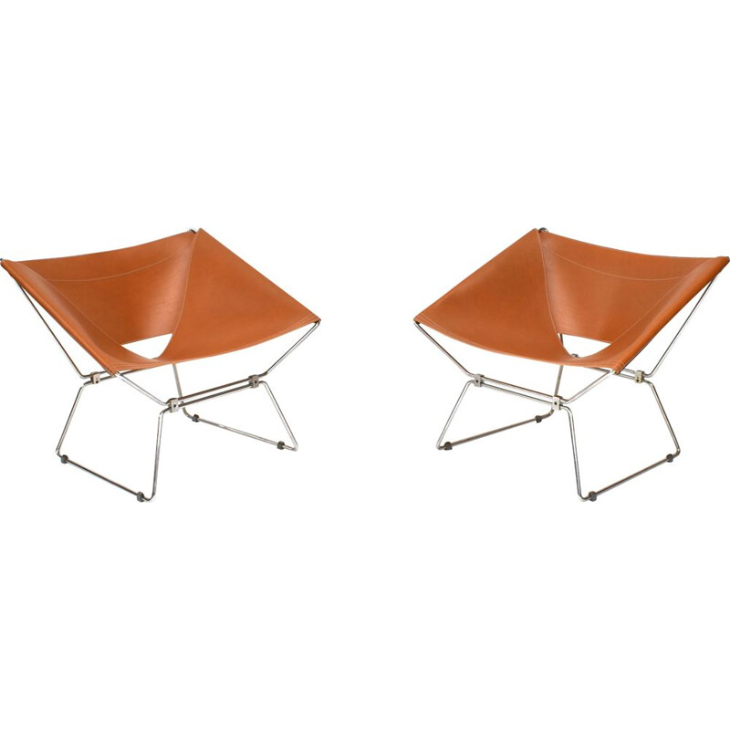 Vintage pair of AP-14 armchairs by Pierre Paulin for Polak