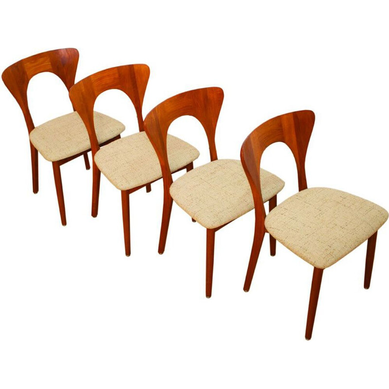 Set of 4 vintage Danish teak Peter dining chairs by N. Koefoed for Koefoeds Hornslet