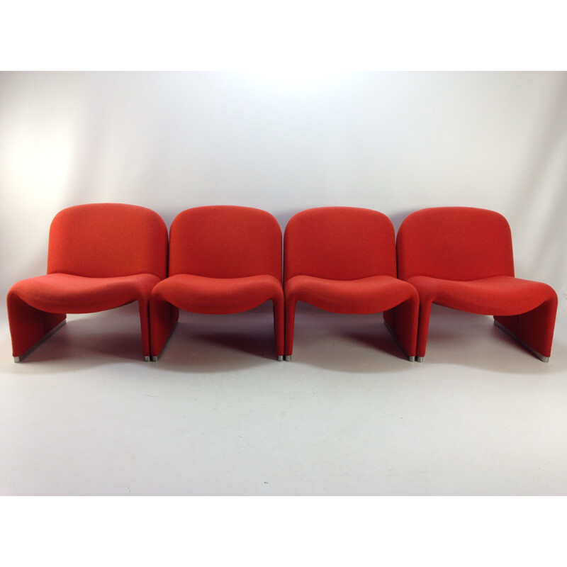 Vintage orange Alky armchairs by Giancarlo Piretti for Artifort