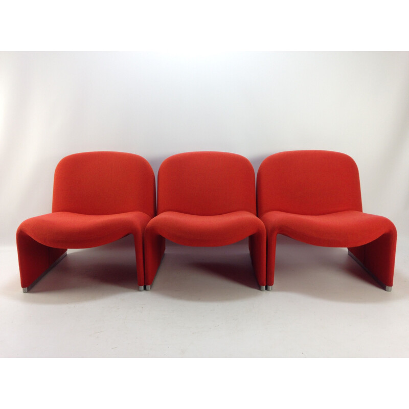 Vintage orange Alky armchairs by Giancarlo Piretti for Artifort