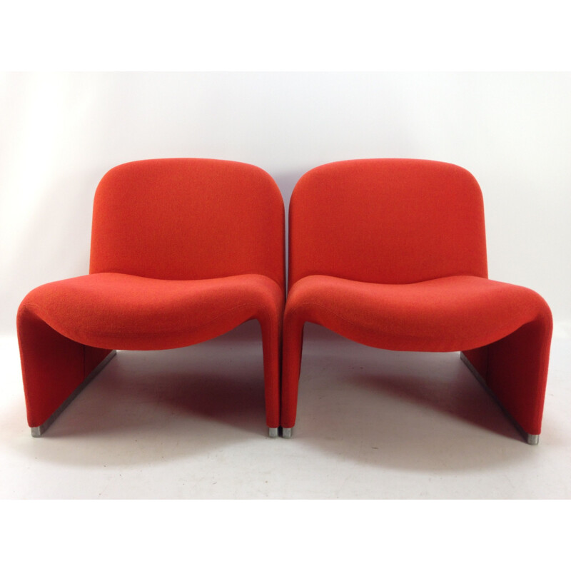 Vintage orange Alky armchairs by Giancarlo Piretti for Artifort