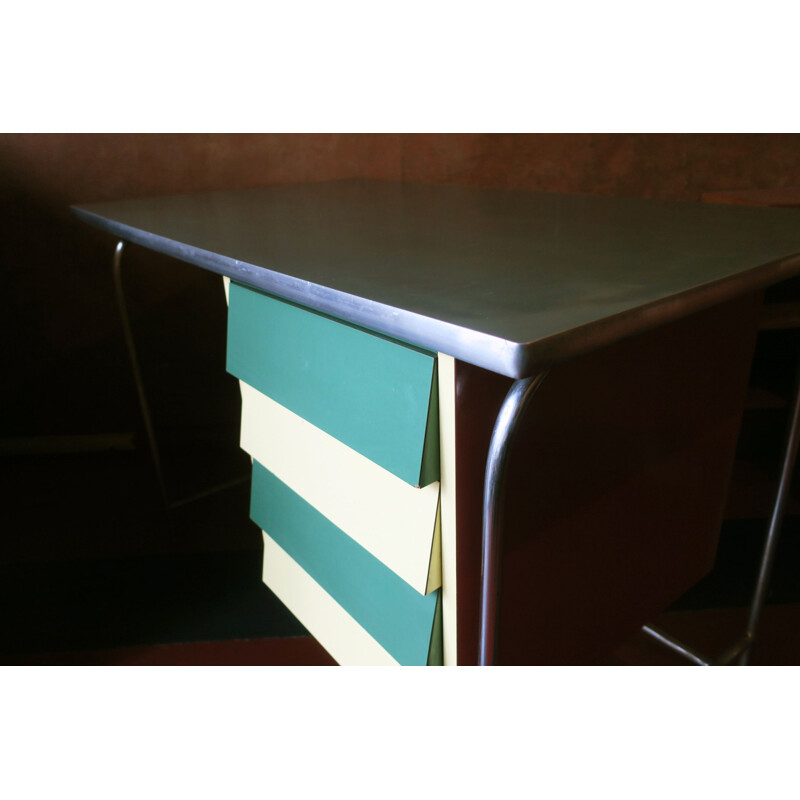 Vintage Italian colourful tubular steel and formica desk