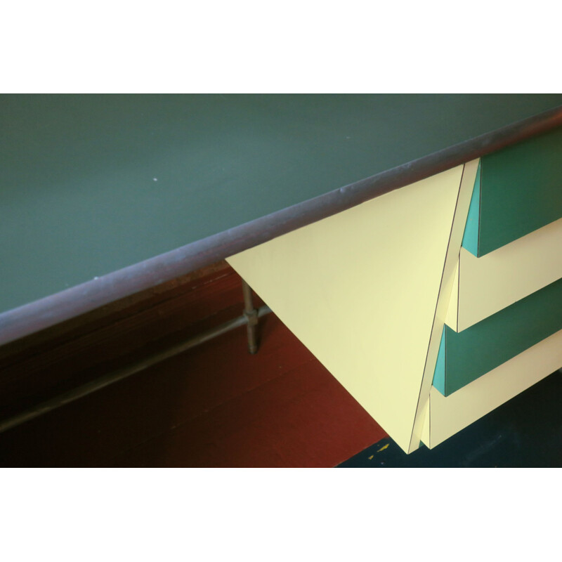 Vintage Italian colourful tubular steel and formica desk