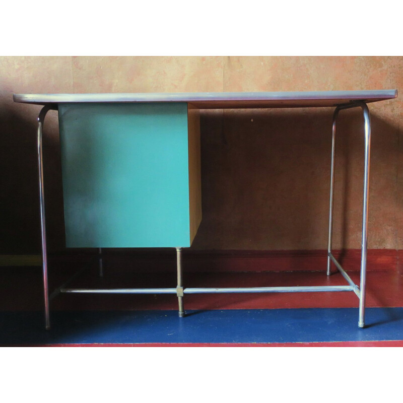 Vintage Italian colourful tubular steel and formica desk
