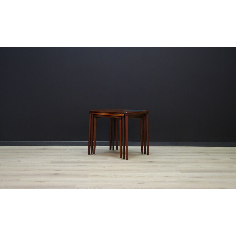 Set of 3 vintage nesting tables in rosewood