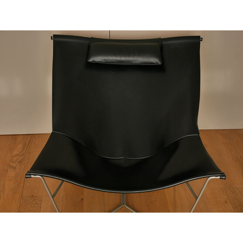 Vintage chair in black leather by David Weeks for Habitat