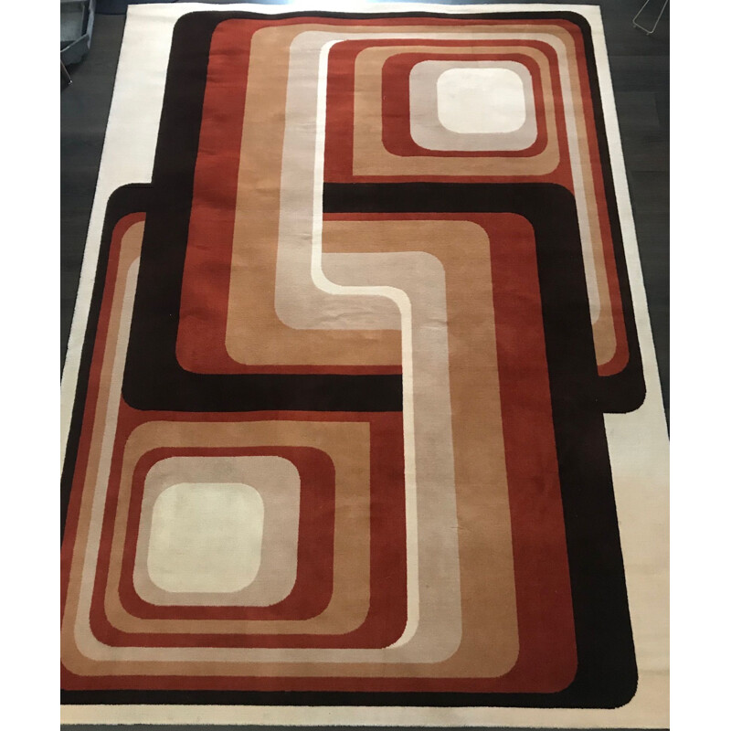 Tapis marron vintage en laine