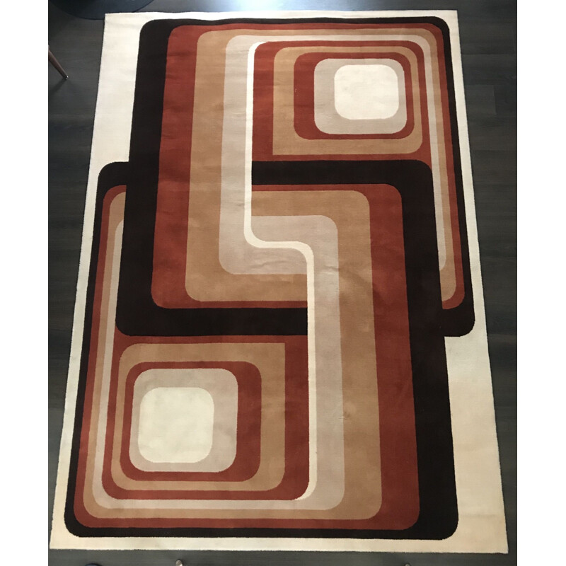 Tapis marron vintage en laine