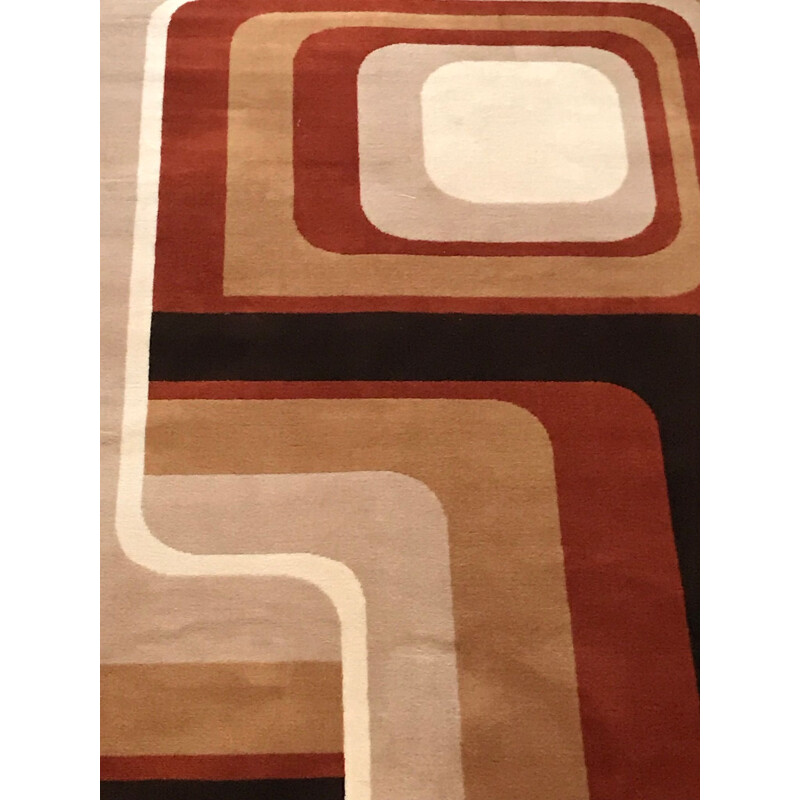 Tapis marron vintage en laine