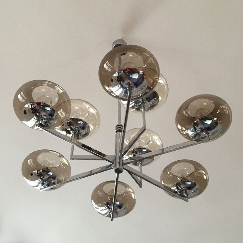 Vintage metal chandelier by Gaetano Sciolari