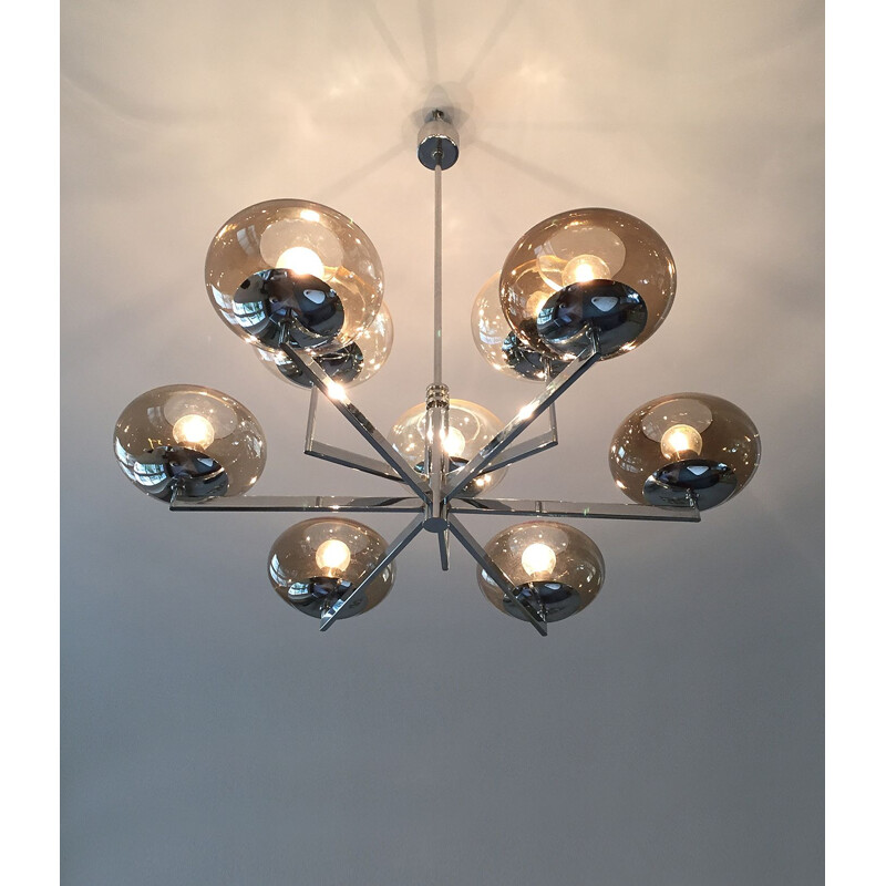 Vintage metal chandelier by Gaetano Sciolari