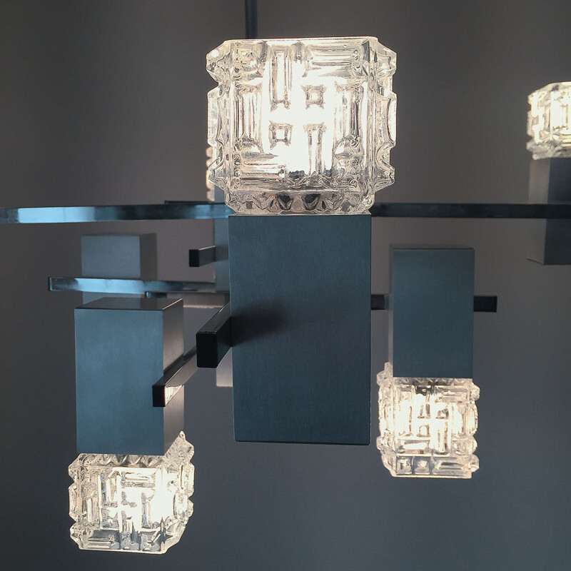 Vintage cubic chandelier in chromed metal