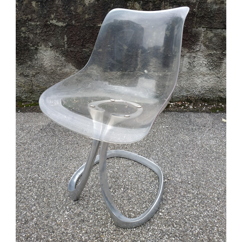 Paire de chaises vintage en acier par Michel Charron