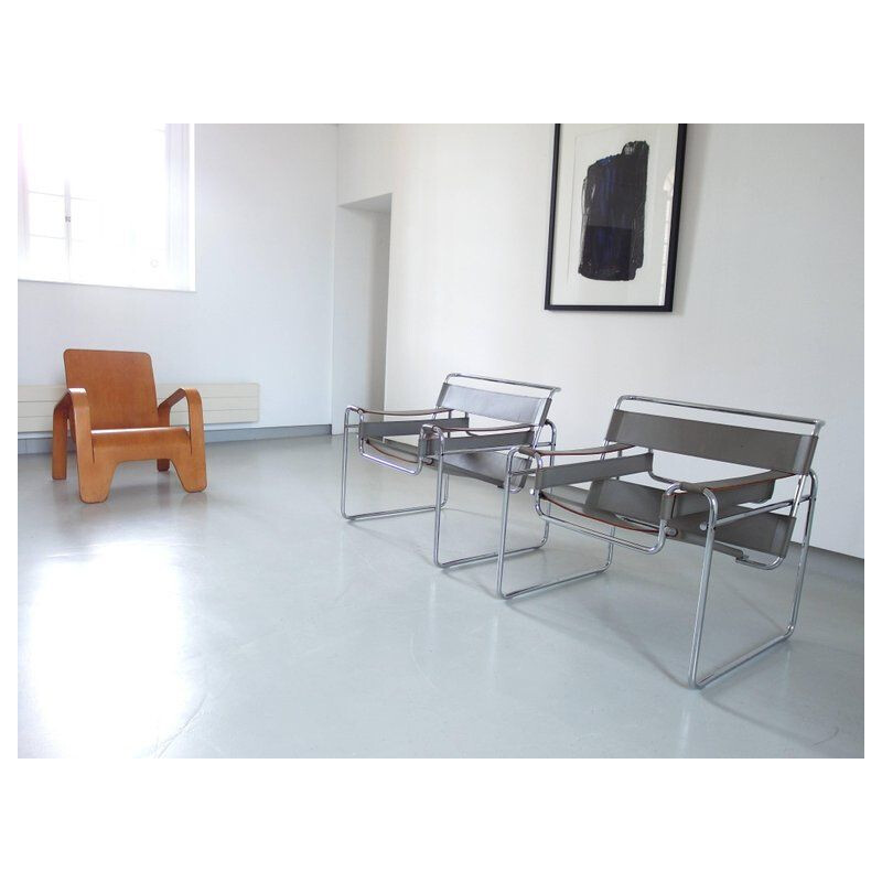 Suite de 2 fauteuils vintage Wassily de Marcel Breuer pour Knoll