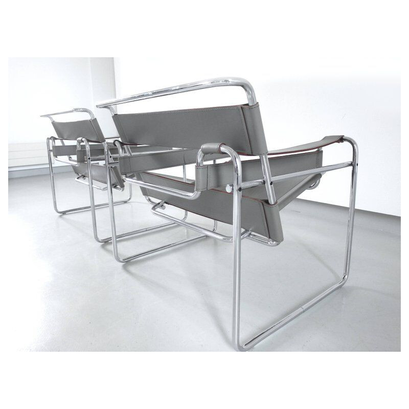 Suite de 2 fauteuils vintage Wassily de Marcel Breuer pour Knoll