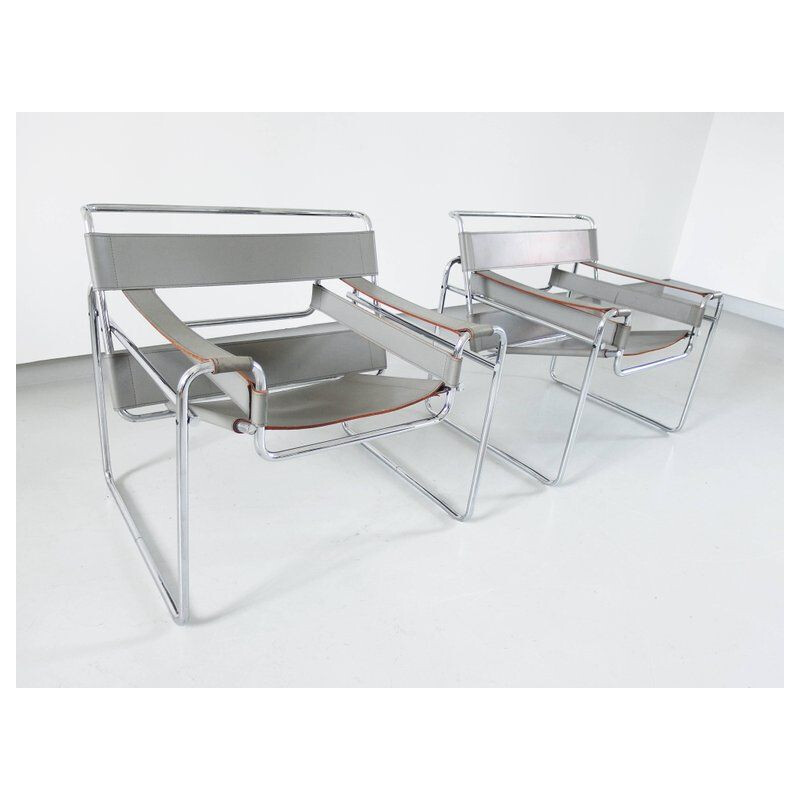 Set of 2 vintage Wassily armchairs by Marcel Breuer for Knoll