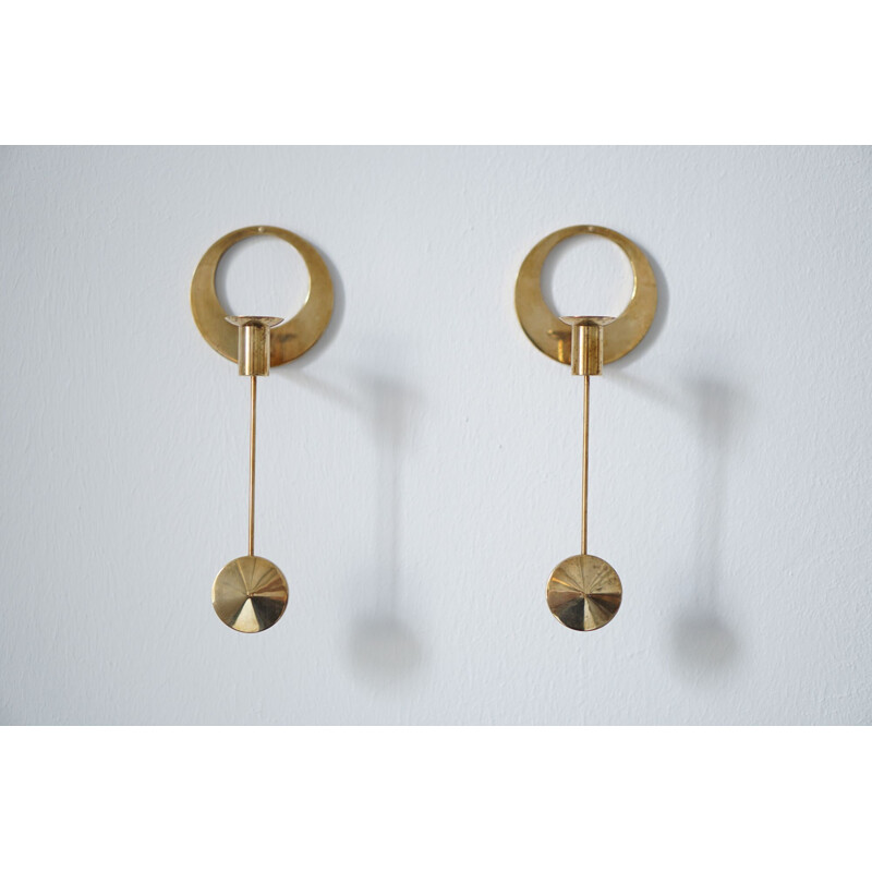 Set of 2 candleholders in brass by Arthur Pe