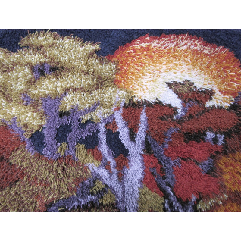 Tapis mural multicolore vintage en laine