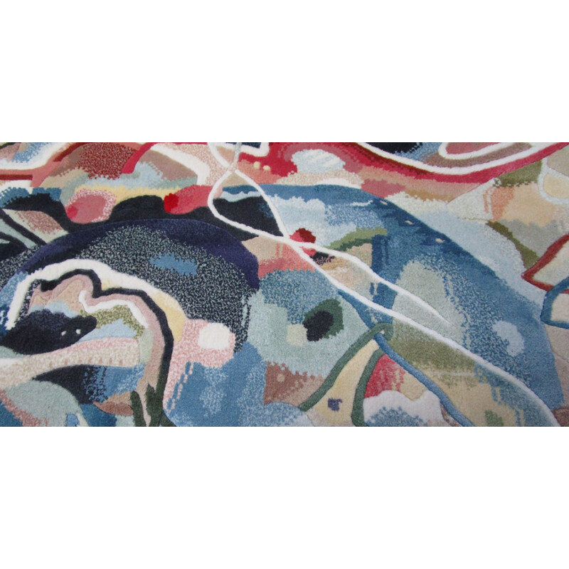 Vintage multicolor wall carpet in silk
