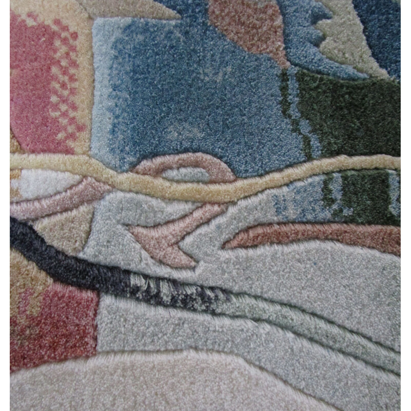 Tapis mural multicolore en soie