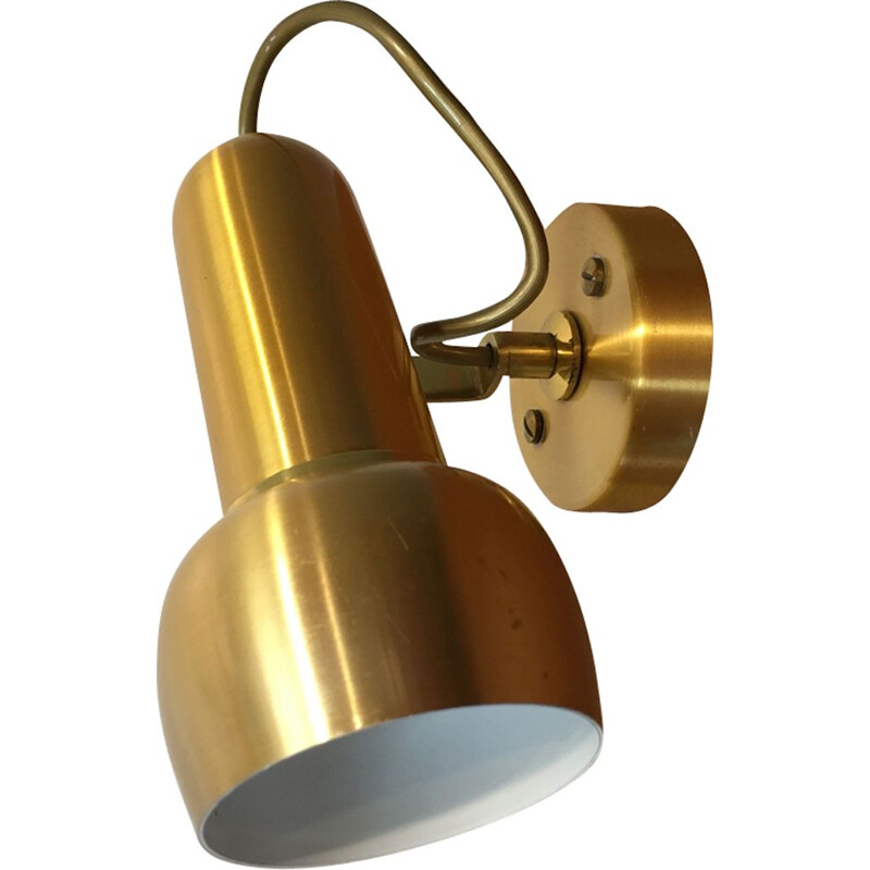 Vintage adjustable golden wall lamp in aluminium 1970