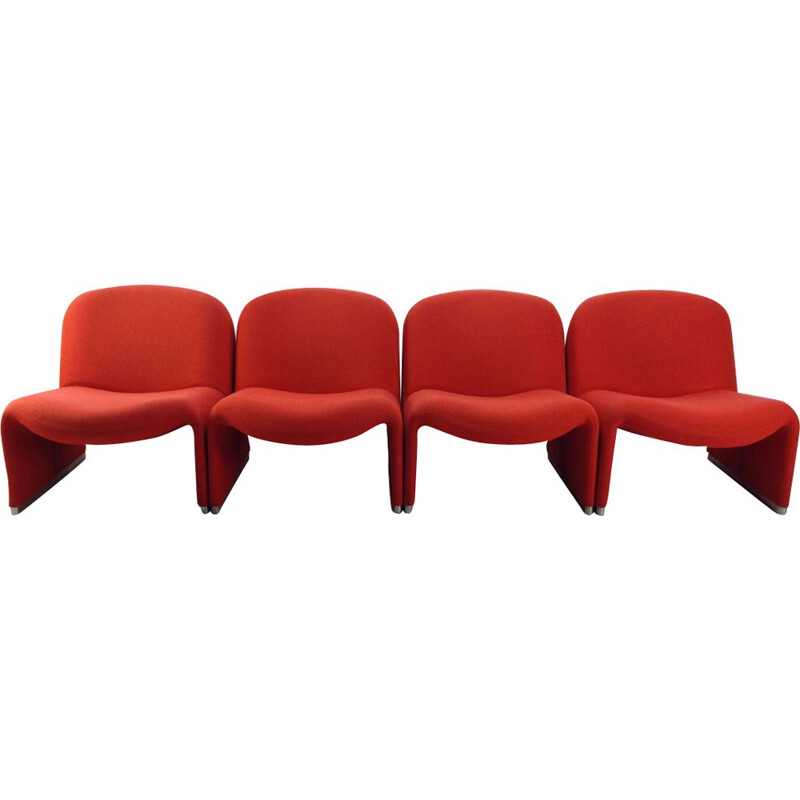 Vintage orange Alky armchairs by Giancarlo Piretti for Artifort