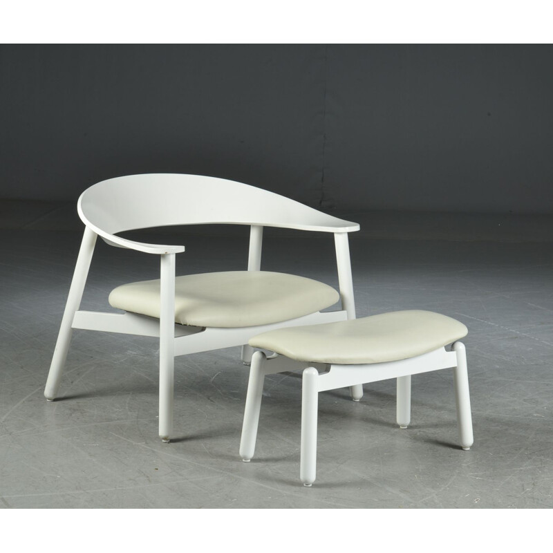 Vintage witte fauteuil en voetenbank van Henrik Bønnelycke voor Nelo, 2003