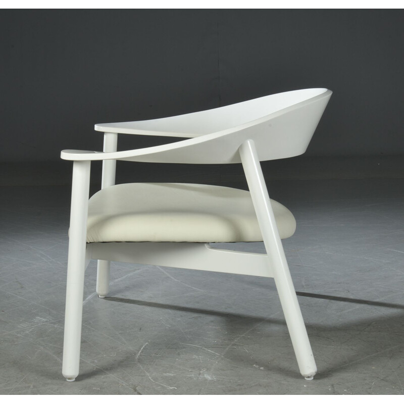 Vintage witte fauteuil en voetenbank van Henrik Bønnelycke voor Nelo, 2003