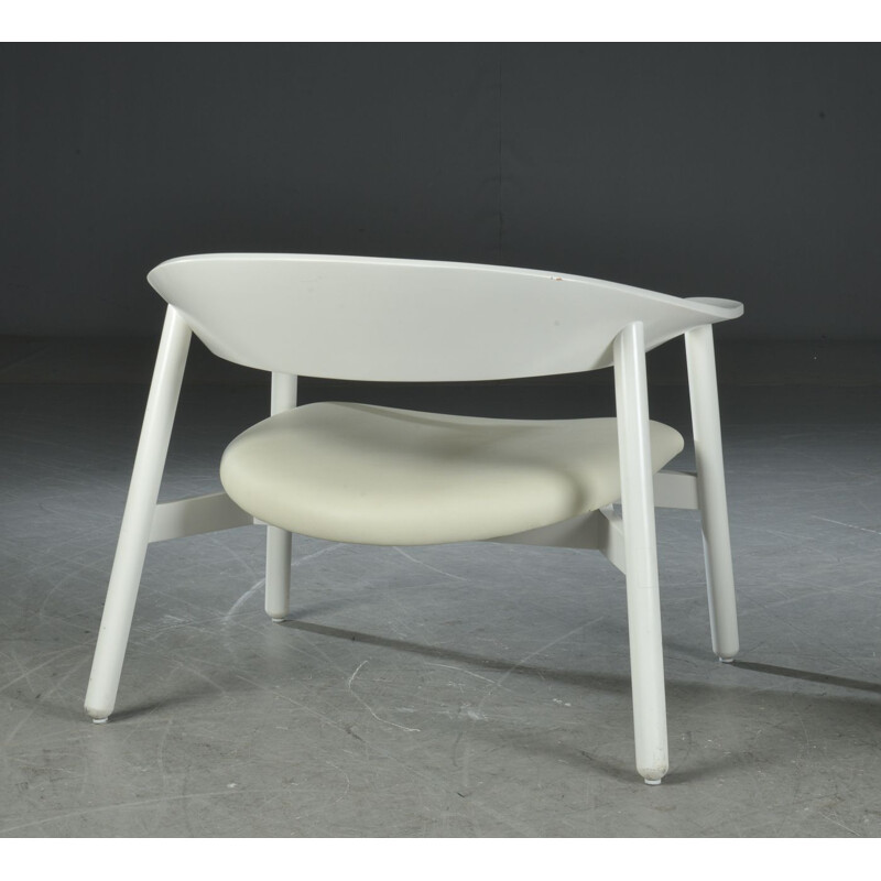 Cadeirão branco vintage e otomano por Henrik Bønnelycke para Nelo, 2003