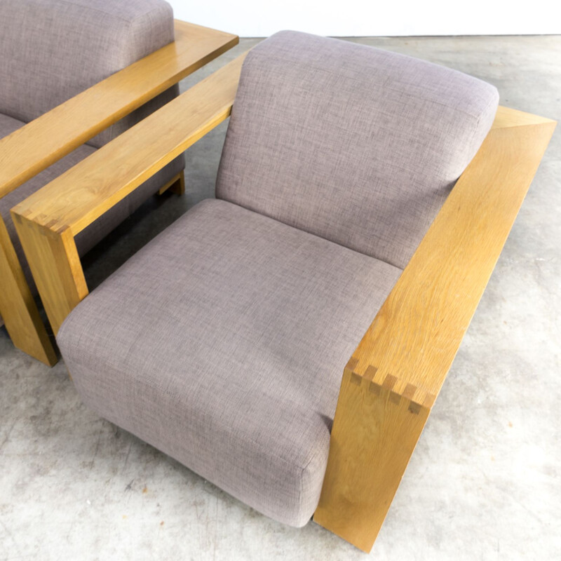Set of 2 vintage armchairs in oak