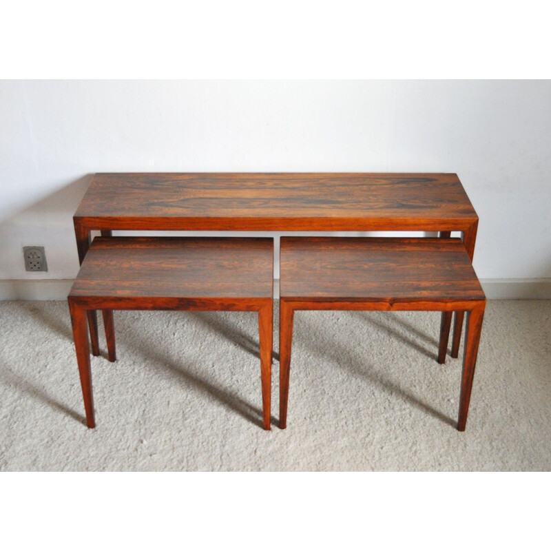 Set of 3 nesting tables in rosewood by Severin Hansen